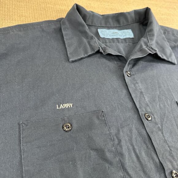 Vintage Navy Blue Button Front Collared Cintas Workwear Shirt ‘LARRY’ 3XL - Picture 3 of 5